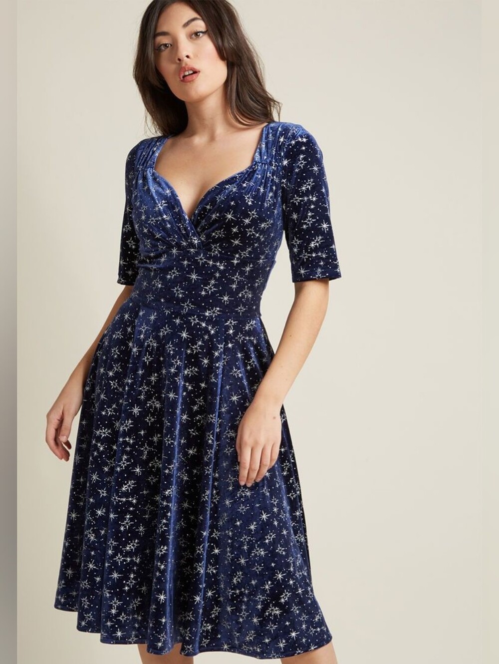 Trixie Velvet Sparkle Doll Swing Dress by Collectif